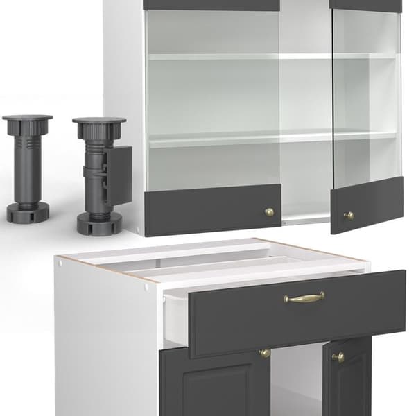 Fame-Line kök, 235 cm, PT antracit, antracit-guld/vit, Vicco