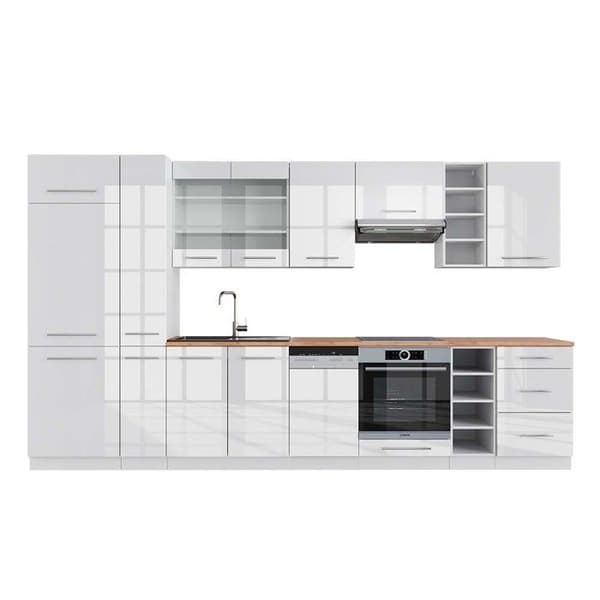 Fame-Line kök, 355 cm, PT Ek, blank vit/vit, Vicco