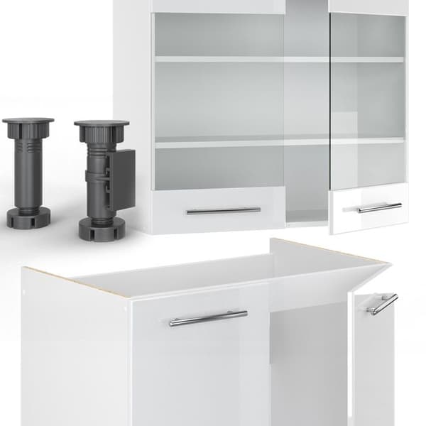 Fame-Line kök, 200 cm, PT antracit, blank vit/vit, Vicco