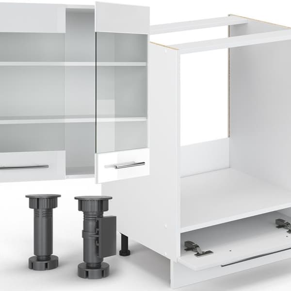 Fame-Line kök, 300 cm, PT Ek, blank vit/vit, Vicco