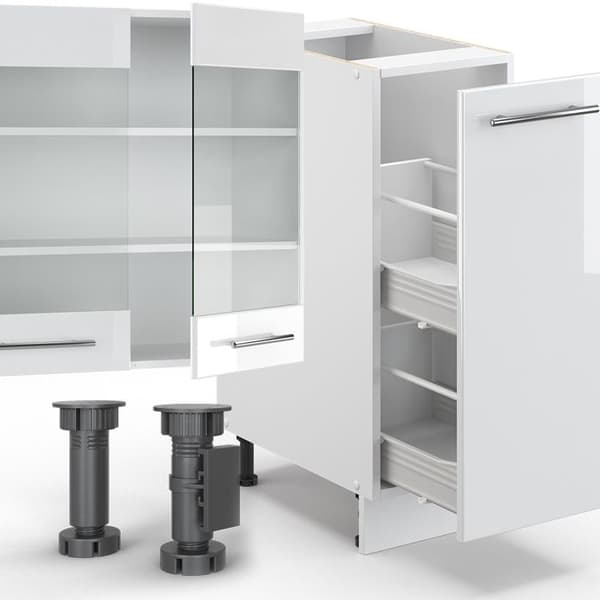 Fame-Line kök, 280 cm, PT antracit, blank vit/vit, Vicco