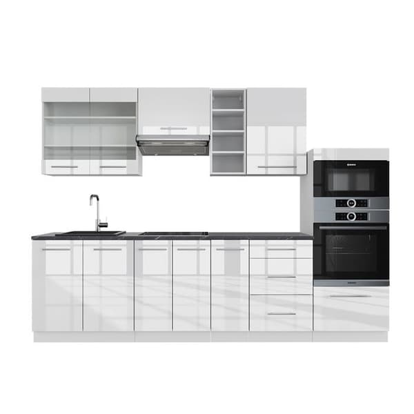 Fame-Line kök, 280 cm, PT antracit, blank vit/vit, Vicco