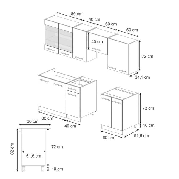 Fame-Line kök, 240 cm utan bänkskiva, blank mörkblå/vit, Vicco