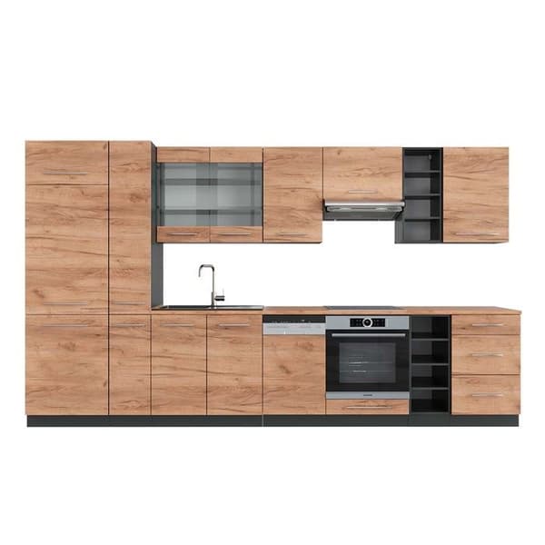 Fame-Line kök, 355 cm, PT Ek, Guld ek/antracit, Vicco