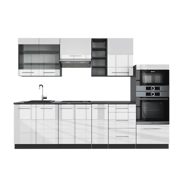 Fame-Line kök, 280 cm, PT Antracit, Blank vit/Antracit, Vicco
