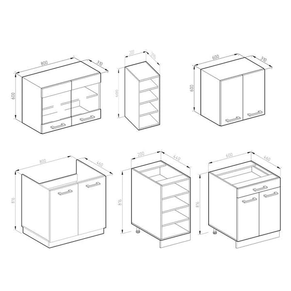 R-Line kök, 160 cm, PT Marmor, Country white/white, Vicco