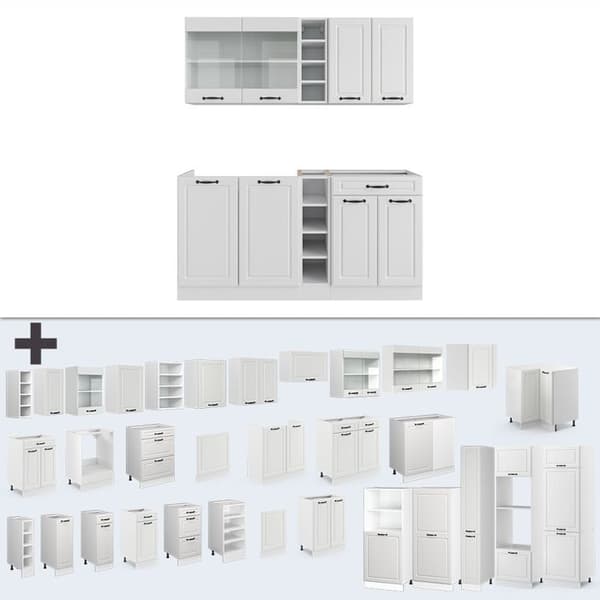 R-Line kök, 160 cm, PT Marmor, Country white/white, Vicco