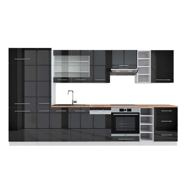 Fame-Line kök, 355 cm, PT Ek, Blank antracit/vit, Vicco
