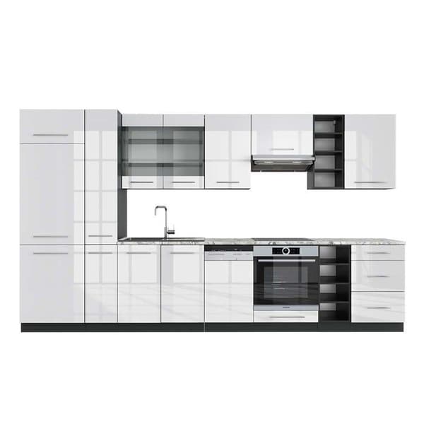 Fame-Line kök, 355 cm, PT Marble, Blank vit/Antracit, Vicco