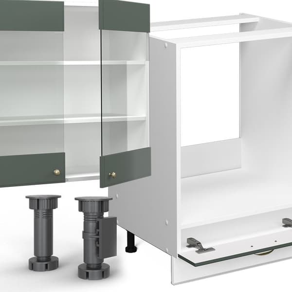 Fame-Line hörnkök, 347 x 257 cm, PT Marble, Landhaus Grön-Guld/Vit, Vicco