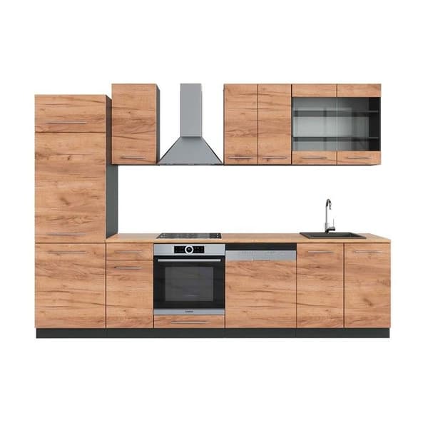 Fame-Line kök, 300 cm, PT Ek, Guld ek/antracit, Vicco