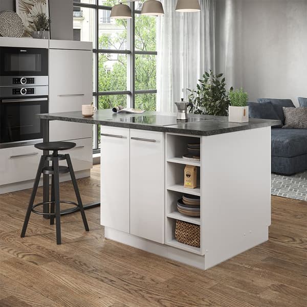 Fame-Line köksö, 90 cm utan bänkskiva, blank vit/vit, Vicco