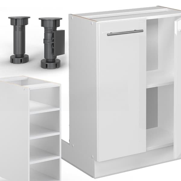 Fame-Line köksö, 90 cm utan bänkskiva, blank vit/vit, Vicco