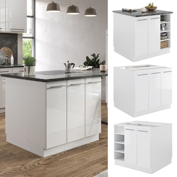 Fame-Line köksö, 90 cm utan bänkskiva, blank vit/vit, Vicco