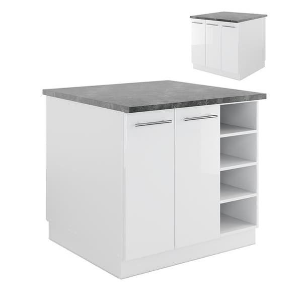 Fame-Line köksö, 90 cm utan bänkskiva, blank vit/vit, Vicco
