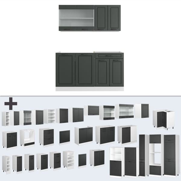 R-Line kök, 140 cm, PT Marble, Lanthus antracit/vit, Vicco