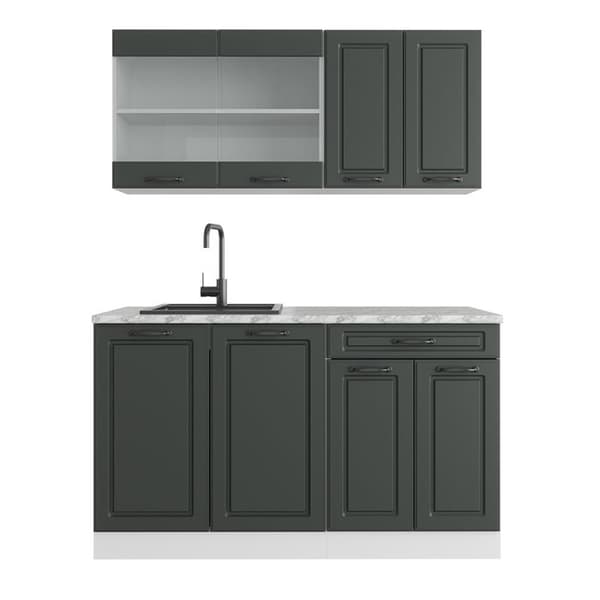 R-Line kök, 140 cm, PT Marble, Lanthus antracit/vit, Vicco
