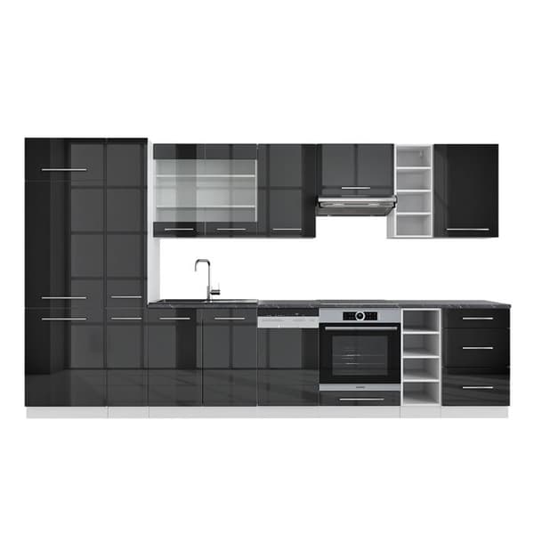 Fame-Line kök, 355 cm, PT Antracit, Blank antracit/vit, Vicco