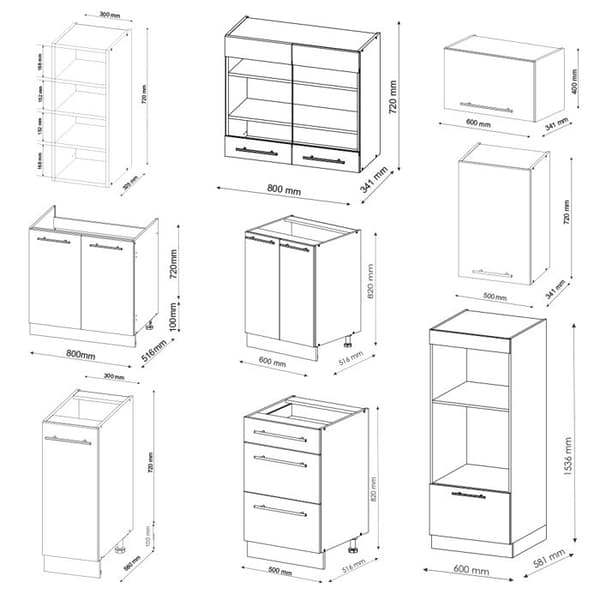 Fame-Line kök, 280 cm, PT Marble, Gyllene ek/antracit, Vicco