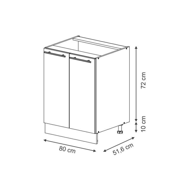 Under-basin cabinet Fame-Line, 80cm with shelf, without PT, Dark blue gloss, White, Vicco