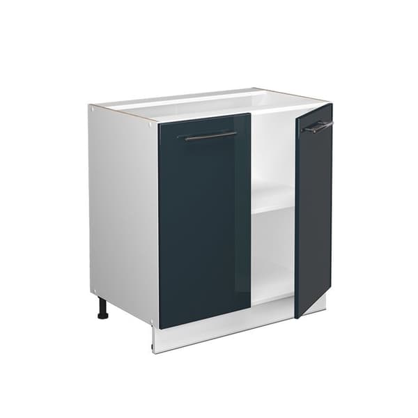 Under-basin cabinet Fame-Line, 80cm with shelf, without PT, Dark blue gloss, White, Vicco