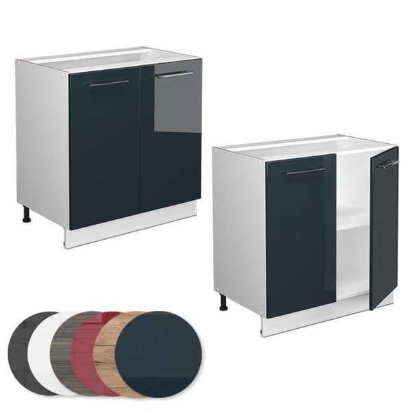 Under-basin cabinet Fame-Line, 80cm with shelf, without PT, Dark blue gloss, White, Vicco