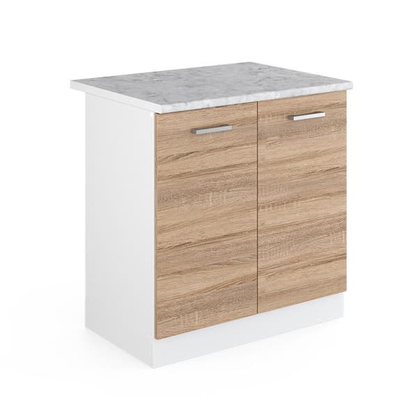 Underskåp R-Line, 80 cm, PT Marmor, Sonoma, Vit, Vicco