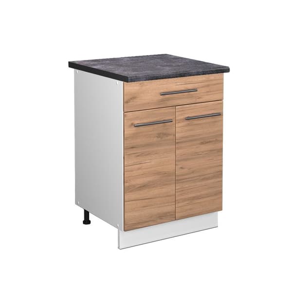 Kökmöbel Fame-Line, 60 cm med låda, PT Antracit, Guld ek, Vit, Vicco