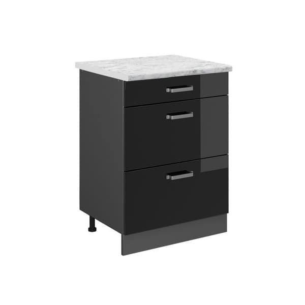 R-Line köksmöbler, 60 cm PT Marmor, Svart Högblank, Vicco