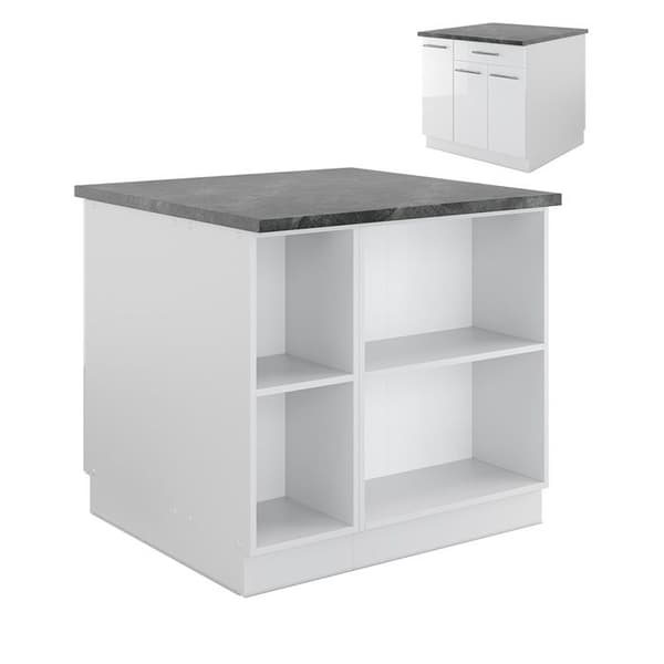 Fame-Line köksö, 90 cm med låda, utan bänkskiva, blank vit/vit, Vicco