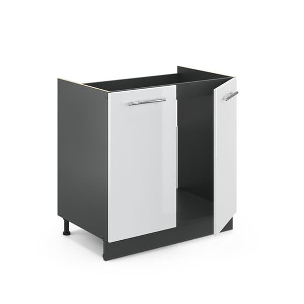 Under-sink furniture Fame-Line, 80cm, PT Ek, Vit hög glans, Anthracite, Vicco