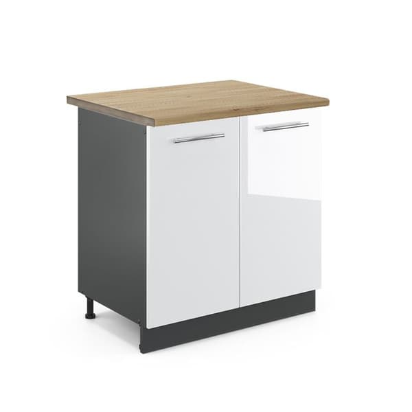 Under-sink furniture Fame-Line, 80cm, PT Ek, Vit hög glans, Anthracite, Vicco