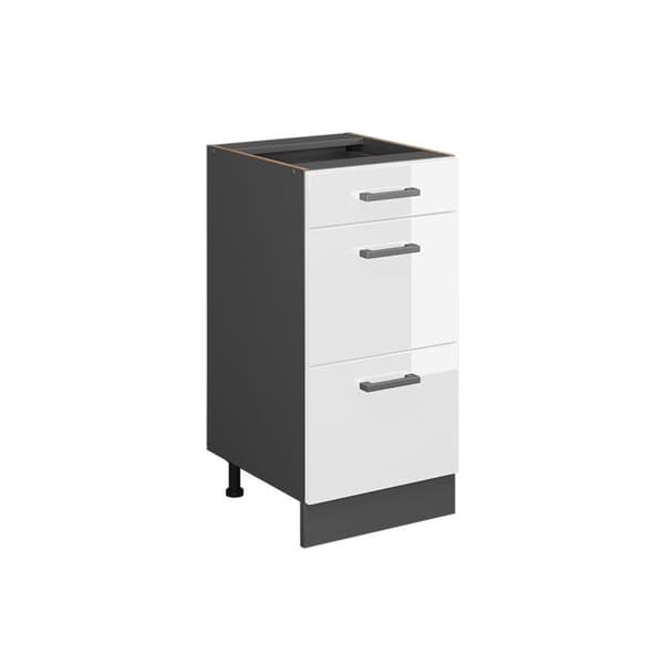 Köksmöbel R-Line, 40 cm med lådor, utan PT, Vit hög glans, Antracit, Vicco