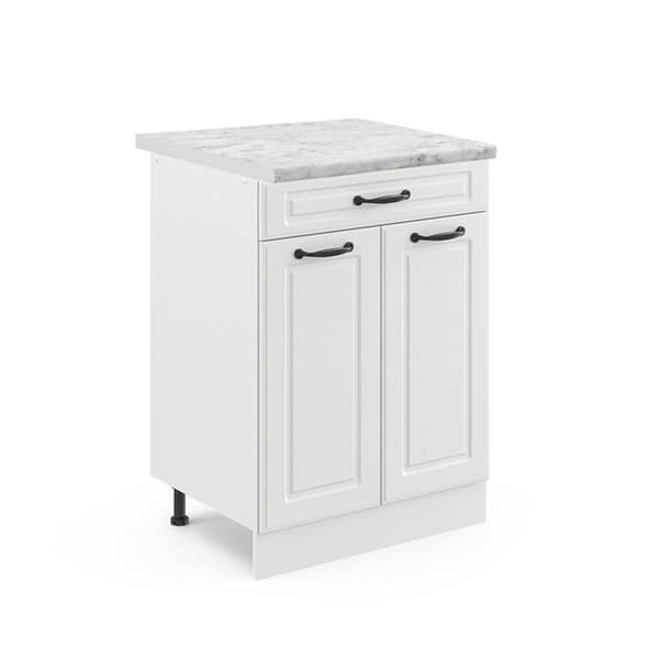 Köksmöbel R-Line, 60cm med låda, PT Marmor, Vit landsbygd, Vit, Vicco