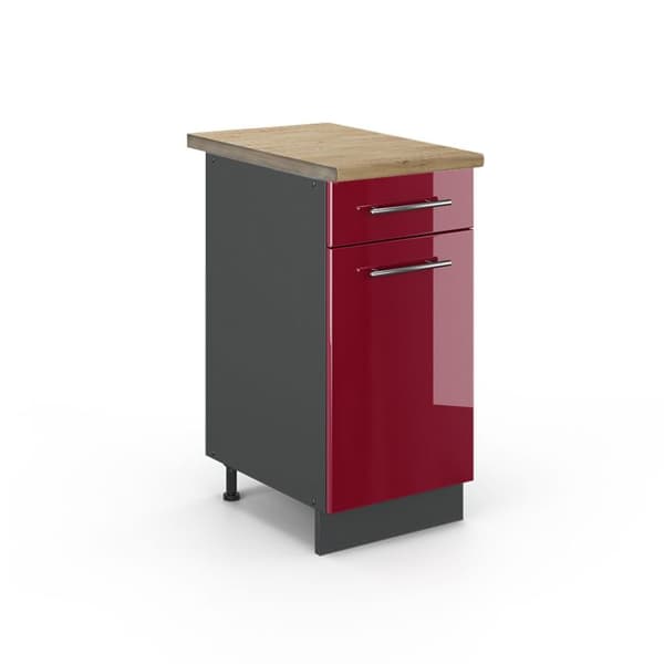 Köksmöbel Fame-Line, 40 cm, PT Ek, Bordeaux hög glans, Antracit, Vicco