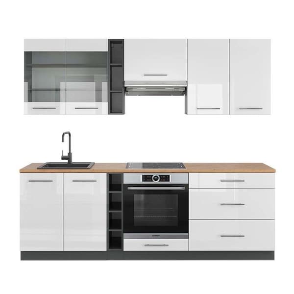 Fame-Line kök, 235 cm, PT Ek, Blank vit/Antracit, Vicco