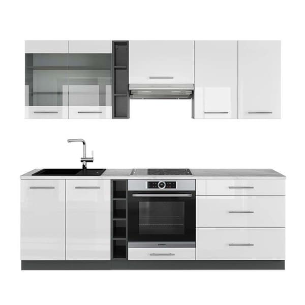 Fame-Line kök, 235 cm, PT Marble, Blank vit/Antracit, Vicco