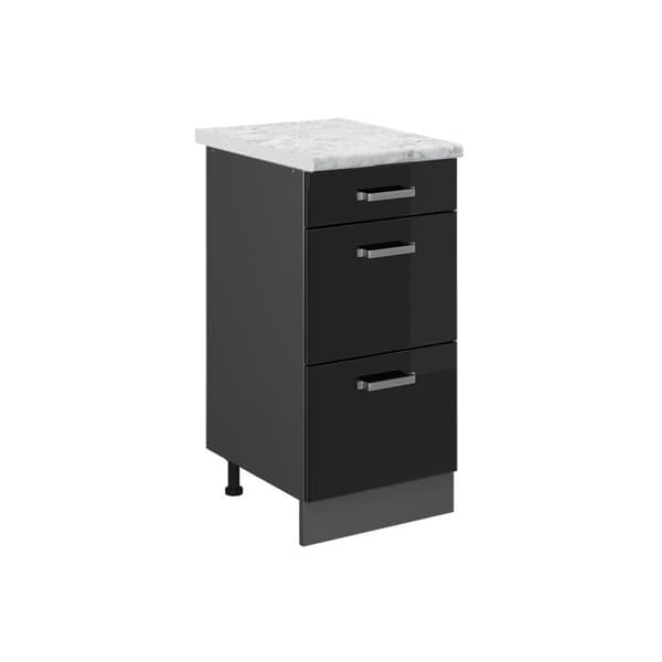 R-Line köksmöbler, 40 cm PT Marmor, Svart Högblank, Vicco