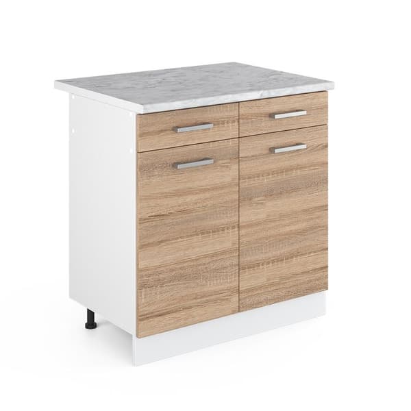 Köksmöbel R-Line, 80cm, PT Marmor, Sonoma, Vit, Vicco