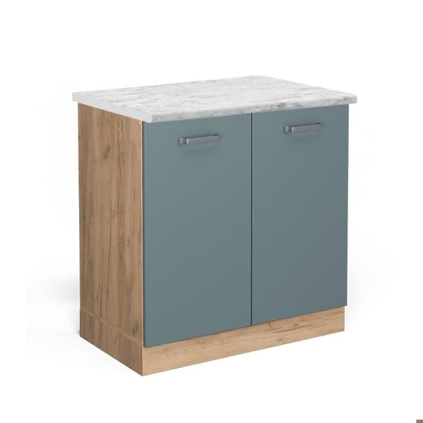 Meubel underdisk R-Line, 80cm PT Marmor, Blågrå, Gyllene ek, Vicco
