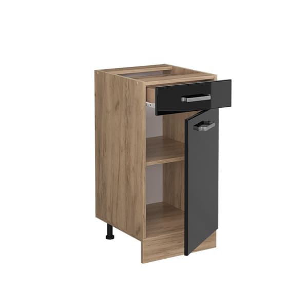 Köksmöbel R-Line, 40 cm, PT Ek, Svart hög glans, Guld ek, Vicco