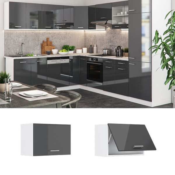 R-Line köksvägg, 60 cm Platt, Antracit Högblank, Vicco