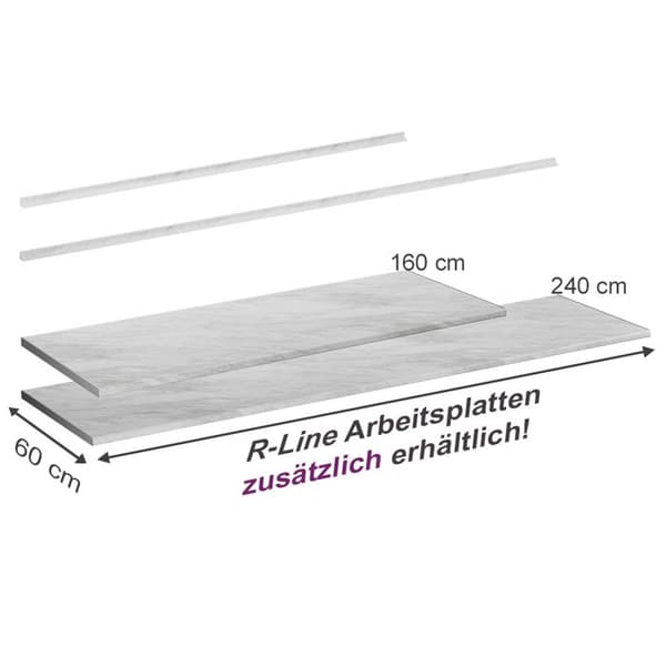 Vicco R-Line köksbänkskiva, Vit marmor, 160 cm