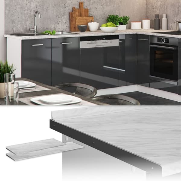 Vicco R-Line köksbänkskiva, Vit marmor, 160 cm