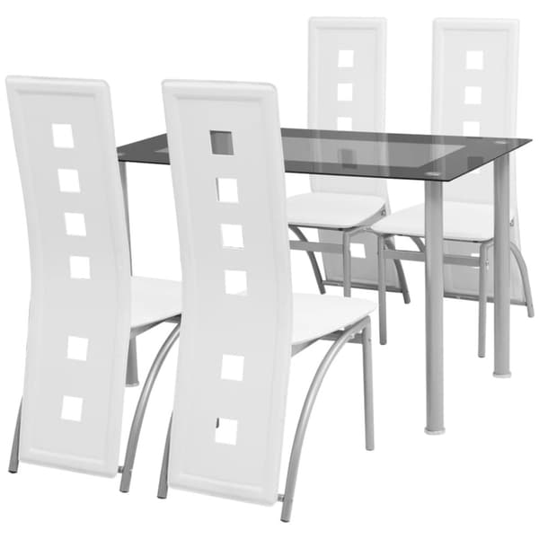 Matbord och stolar 5 delar vit