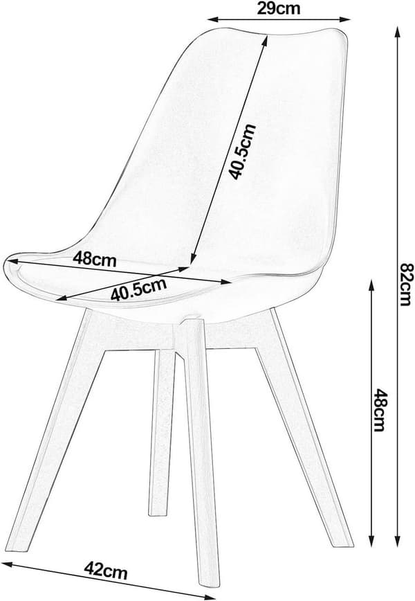 Rootz Spisestuestol - Køkkenstol - Imiteret læderstol - Ergonomisk design - 82cm x 48cm x 40,5cm. Robust stol - gulvsikker - Sæt med 4