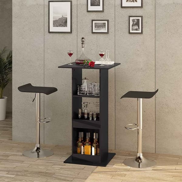 Rootz Barbord med hyllor - Matbord - Förvaringsskåp - Platssparande - Massivt trä Material - 60cm x 60cm x 112cm - Ljus Ek + Vit