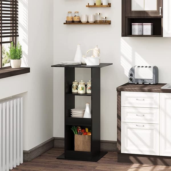 Rootz Barbord med hyllor - Matbord - Förvaringsskåp - Platssparande - Massivt trä Material - 60cm x 60cm x 112cm - Ljus Ek + Vit