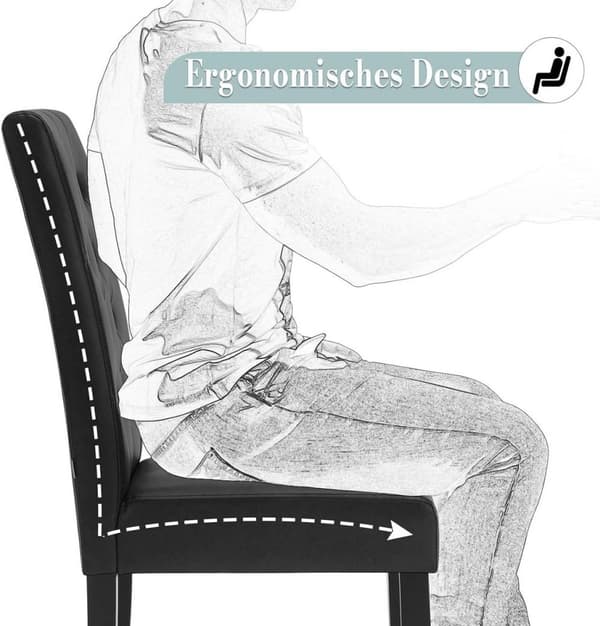 Rootz Matstol - Köksstol - Hög ryggstol - Imiterat läder - 44cm x 99cm x 59cm - Massivt träram - Ergonomisk design