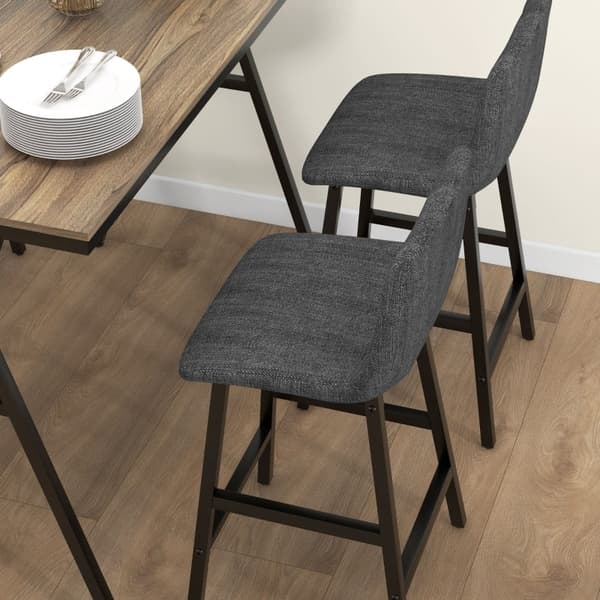 Rootz 5-delt barbordssæt - Spisebordssæt - Pubbord og stole - Industrielt design - Pladsbesparende - Mørkegrå - 120 cm x 60 cm x 91 cm